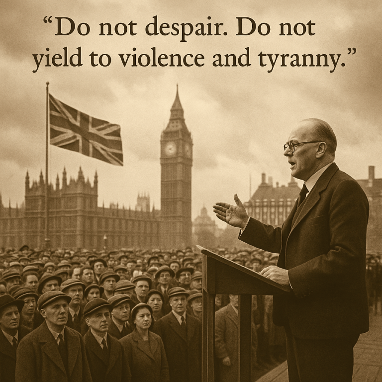 Stirring Speech Honors British Resolve Against Tyranny